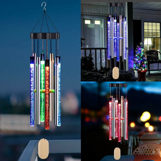 Enchanting Solar-Powered Musical Wind Chimes with Color-Changing LED Lights