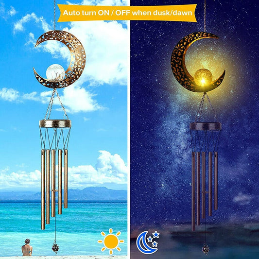 Enchanting Solar-Powered Musical Wind Chimes with Moon Glow