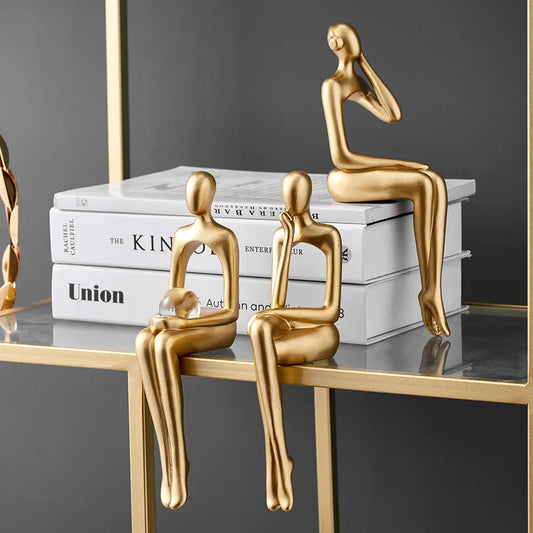 Luxe Gold Abstract Sculptures: Dazzling Decor for Your Space